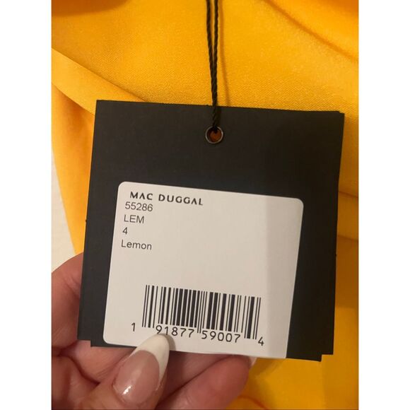Mac Duggal One Shoulder Ruffle Mini Dress Yellow 55286 NEW NWT - Picture 7 of 8